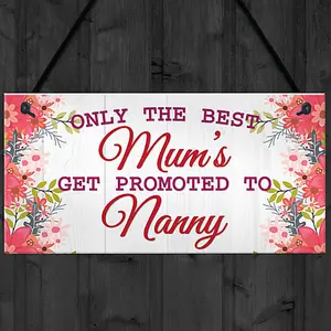 Red Ocean BEST MUMS Promoted to NANNY Pregnancy Gift Baby Hanging Plaque Grandchild Sign