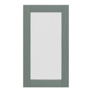 GoodHome Alpinia Matt green wood effect Shaker Glazed Tall glazed Cabinet door (W)500mm (H)895mm (T)18mm