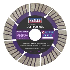 Sealey Cutting Disc Multipurpose Dry/Wet 115mm Granite Concrete Brick WDMP115