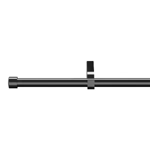 GoodHome Kimlos Gloss Black Nickel effect Extendable Cap Single curtain pole set Set, (L)1200mm-2100mm (Dia)19mm