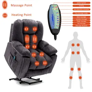 Power Massage Lift Recliner Chair with Heat and Vibration and Safety Motion Reclining Mechanism