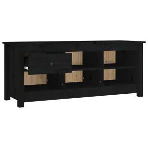 Berkfield Shoe Cabinet Black 110x38x45.5 cm Solid Wood Pine