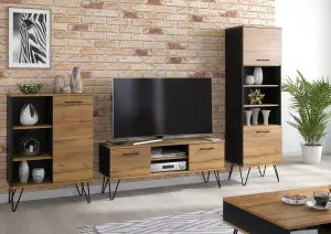 TV Unit 120cm Sideboard Cabinet Cupboard TV Stand Living Room Oak & Black