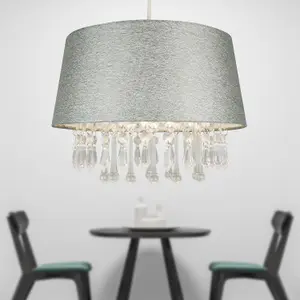 First Choice Lighting Sparkle Grey Jewelled Easy Fit Light Shade