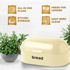 American Bread Bin Curved & Rectangle Kitchen Loaf Storage in cream