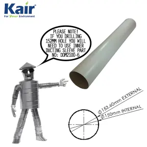 Kair Plastic Ducting Pipe 150mm - 6 inch / 1 Metre Long Length - Rigid Straight Duct Channel