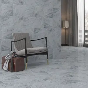 Haver Anthracite Matt Travertine effect Ceramic Indoor Wall & floor Tile, Pack of 6, (L)600mm (W)300mm