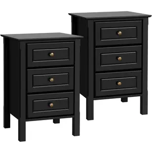 3 - Drawer End Table (Set of 2) Black