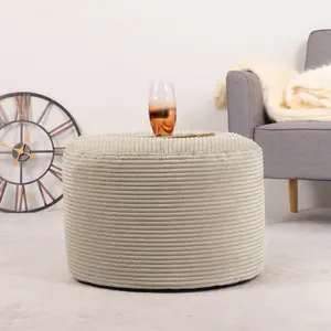 icon Frankie Corduroy Bean Bag Pouffe Natural Large Cord Footstools