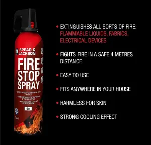 Spear and Jackson - 2 x 750g Fire Stop Spray - For Home, Kitchen, Car, Caravan, Camping - 10 in 1 fire extinguisher - Non-toxic