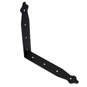 Pack of 1 x Black Corner Bracket - 200 x 200 mm Steel Right Angle Braces L Shaped Retro Decorative Metal Bracket 90 Degree Corner