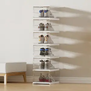 6 Tier Transparent Stackable Foldable Shoe Storage box Shoe Organiser