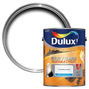 Dulux Easycare Pure brilliant white Matt Wall & ceiling Emulsion paint, 5L