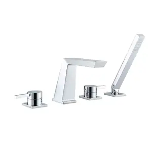 Etna Polished Chrome 4 Hole Deck-mounted Bath Shower Mixer Tap with Handset