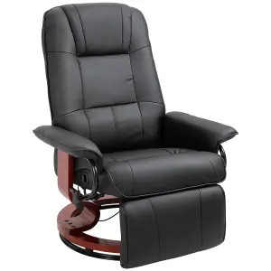 HOMCOM Ergonomic Office Recliner Sofa Chair PU Leather Armchair Lounger Black