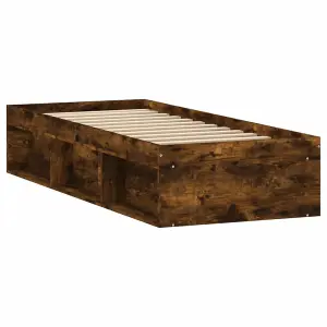 Berkfield Bed Frame Smoked Oak 75x190 cm Small Single