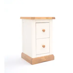 Trevi 2 Drawer Petite Bedside Table Wood Knob