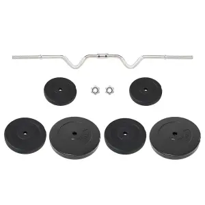 Curl Barbell with Plates 60 kg Workout Fitness Gym Essential