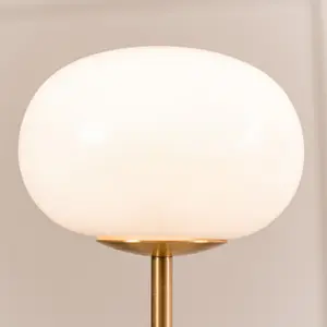 ValueLights Emmy Gold Rechargeable Table Lamp with Globe Shade