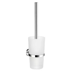 Smedbo Chrome Wall Mounted Toilet Brush and Frosted Glass Container