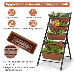 Costway 5-Tier Vertical Raised Garden Bed Freestanding Garden Planter with 5 Container Boxes