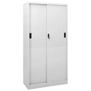 Berkfield Office Cabinet with Sliding Door Light Grey 90x40x180 cm Steel