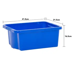 Wham 4x Stack & Store 16L Blue Plastic Storage Boxes. Home, Office, Classroom, Playroom, Toys, Books. L42 x W32 x H17cm