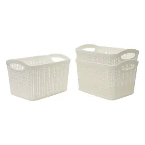 Knit Loop Storage Baskets (Set of 3) White