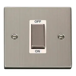 Stainless Steel 1 Gang Ingot Size 45A Switch - White Trim - SE Home