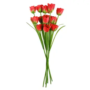 Pack of 6 x 80cm Artificial Tulip Red Stem