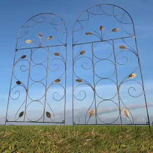 Set of 2 Leaf Design Metal Trellis (120cm x 50cm)