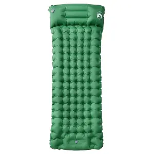 Self Inflating Camping Mattress with Pillow 1-Person Green