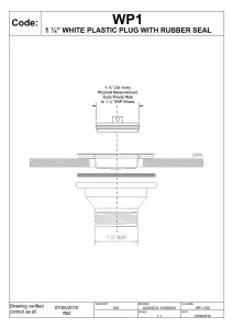 McAlpine WP1 1.5" White Plastic Plug with Rubber Seal