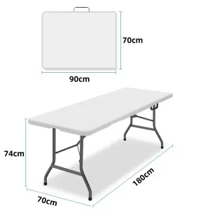 1.8M White Lightweight Folding Picnic Table