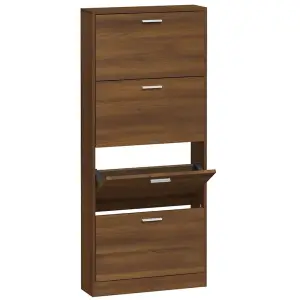 Berkfield Shoe Cabinet Brown Oak 59x17x150 cm Engineered Wood