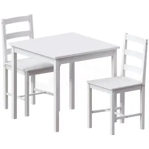 Vida Designs Yorkshire White Solid Pine 2 Seater Dining Set With 2 Chairs