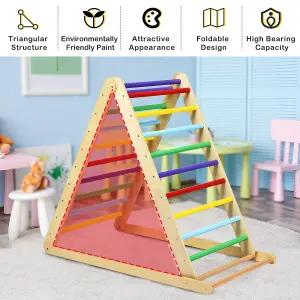 Costway Wooden Foldable Triangle Climber Step Training Ladder Pikler Toddler With Ramp