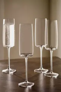 Next Set Of 4 Clear Angular Champagne Flutes - Clear