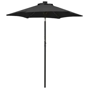 Berkfield Parasol with LED Lights Black 200x211 cm Aluminium