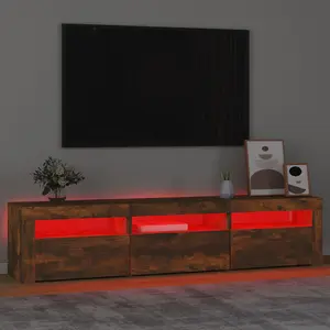 Berkfield TV Cabinet with LED Lights Smoked Oak 180x35x40 cm