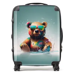 Splashart Bear In Glasses Suitcase - Large