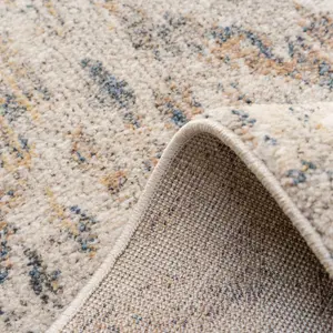 Neutral Beige Distressed Diamond Soft Runner Rug 60x240cm