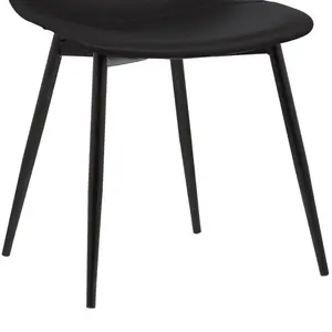 Bixler Contemporary Armless Upholstered Dining Chair with Black Metal Legs Black