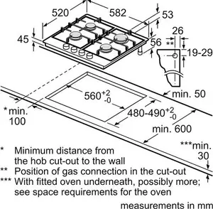 Bosch Series 4 PGP6B5B90 Gas Hob, Stainless Steel