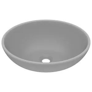 Luxury Basin Oval-shaped Matt Light Grey 40x33 cm Ceramic