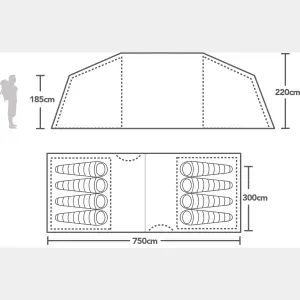 Berghaus Air 800 Nightfall 8 Man Tent with 2 Darkened Bedrooms & Spacious Living Area