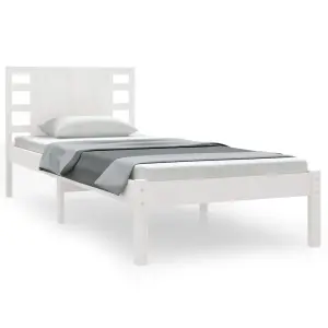 Berkfield Bed Frame White Solid Wood Pine 100x200 cm