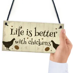 Red Ocean Life Is Better Funny Chicken Sign For Hen House Chicken House Garden Sign