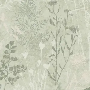 Superfresco Easy Sage Metallic Floral Wallpaper