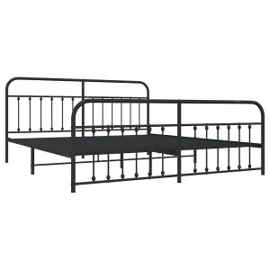 Berkfield Metal Bed Frame with Headboard and Footboard Black 200x200 cm